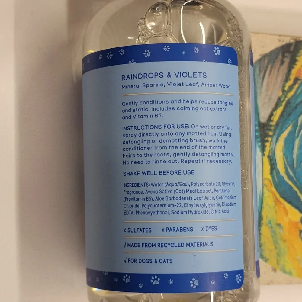 Bath & Body Works Purrfect Paws Raindrops & Violet Pet Detangling Spray - 8oz